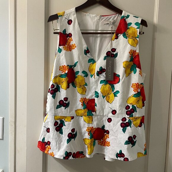 New York & Company Tops - Eva Méndez collection by New York and Company Size XL Fruit patter ruffle hem